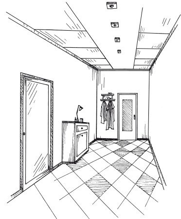 Эскиз интерьера прихожей