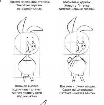 Поэтапное рисование пятачка