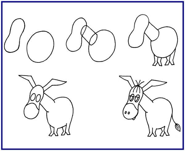 Как нарисовать ослика
