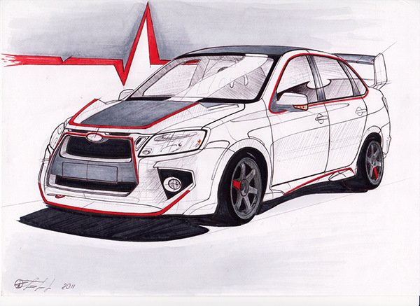 Лада Гранта рисунок спереди