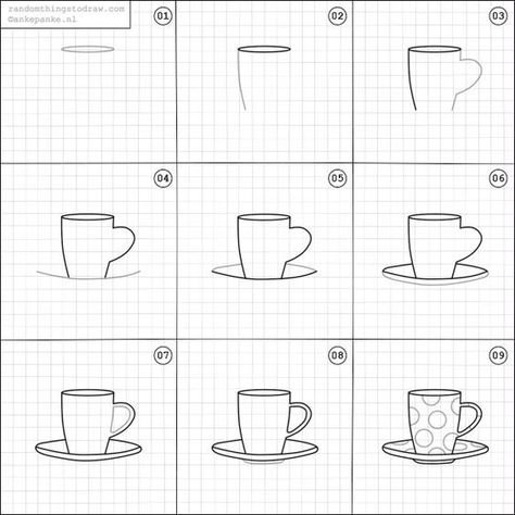 Поэтапное рисование посуды для дошкольников