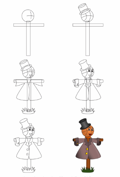 Поэтапное рисование чучела