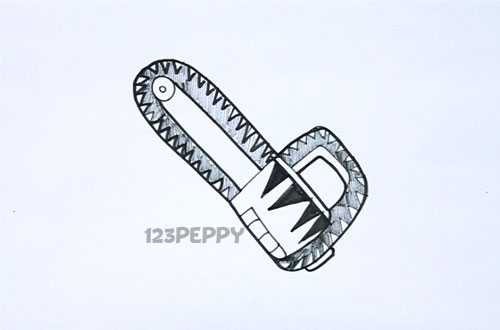 Бензопила рисунок карандашом