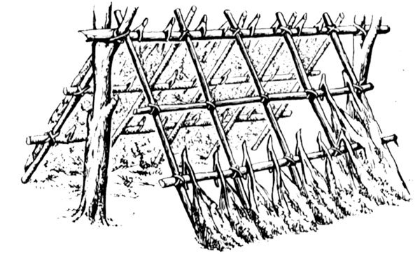 Временные укрытия двускатный шалаш