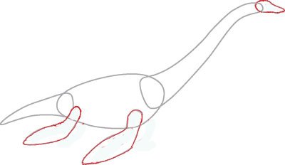 Эласмозавр карандашом