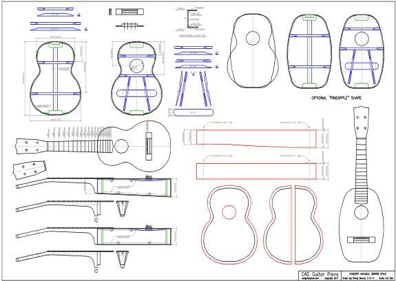 Укулеле тенор чертеж