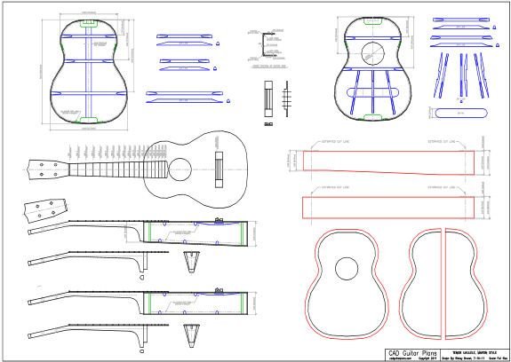 Укулеле сопрано чертёж грифа