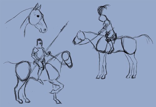 Всадник на коне поэтапное