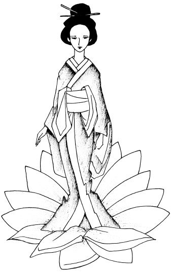 Японская одежда карандашом