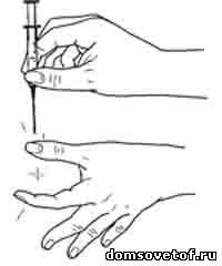 Правильное держание шприца
