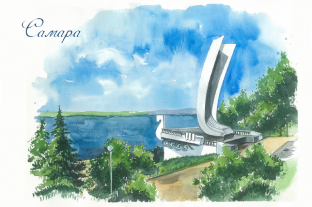 Ладья памятник Самара рисунок