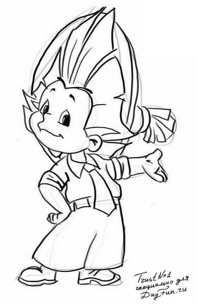 Незнайка рисунок карандашом