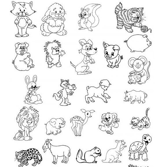 Несколько раскрасок на одном листе