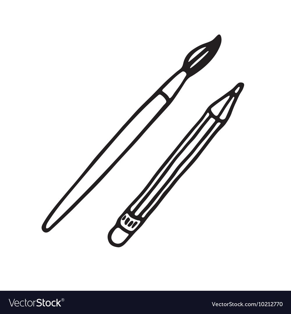 Кисточка и карандаш