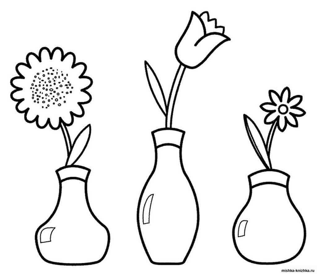 Раскраска ваза с цветами для детей