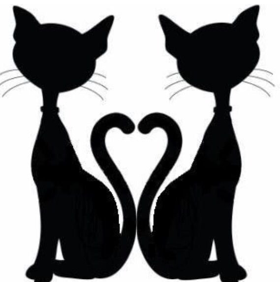 Силуэт двух кошек