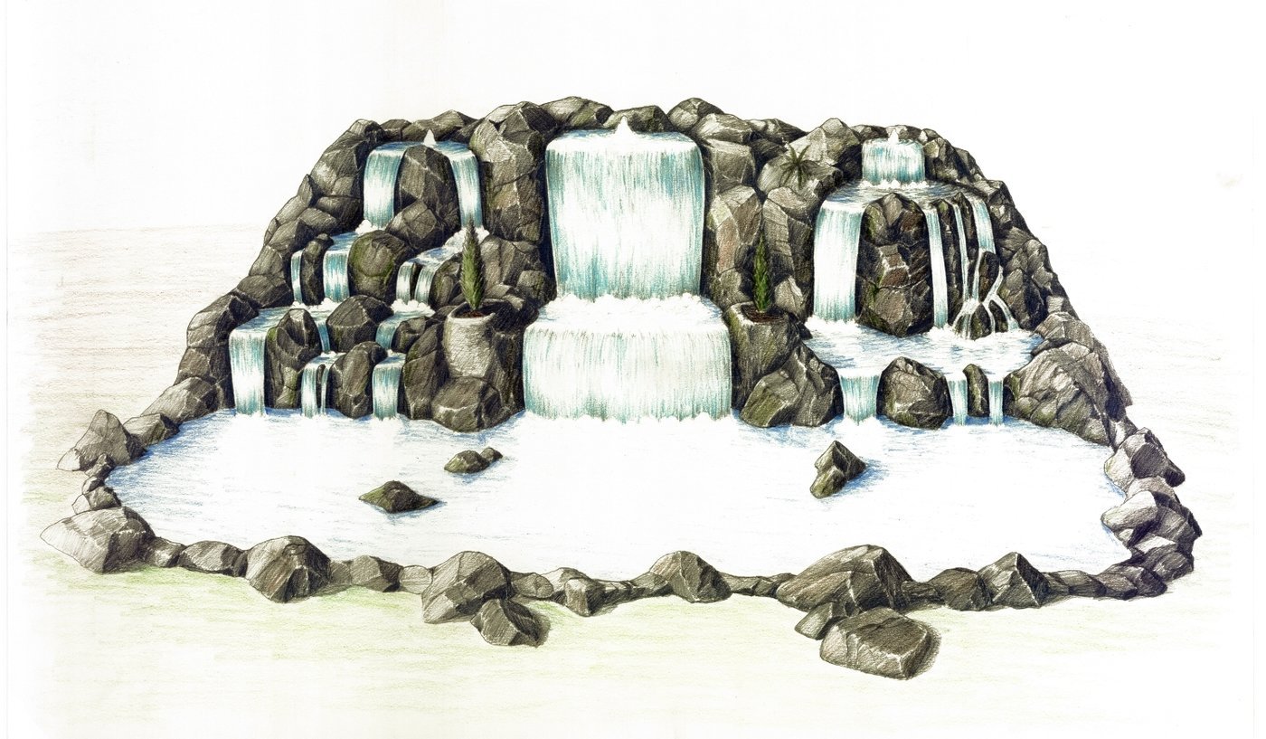 Искусственный водопад рисунок