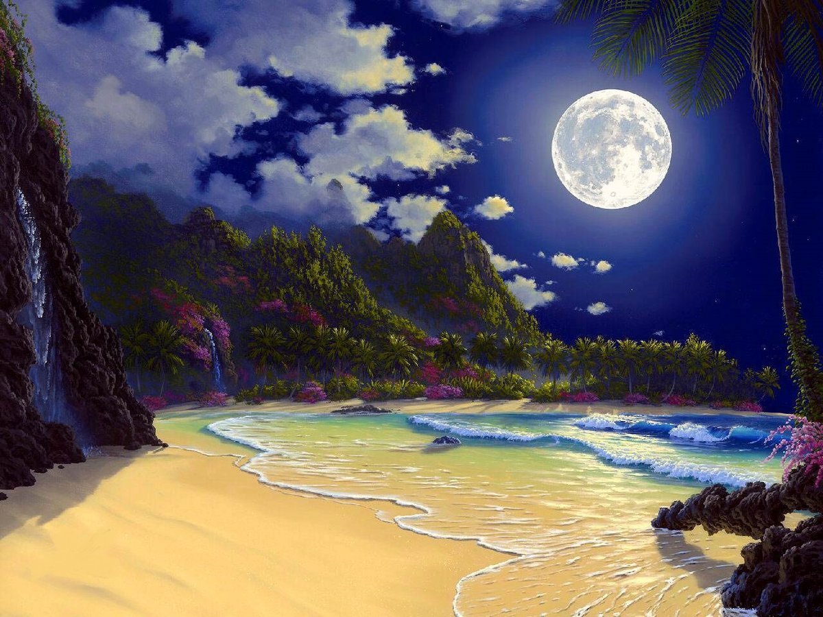 Джон ол Хогью художник ночной пляж