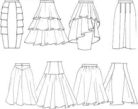 Скетчи модели в юбке