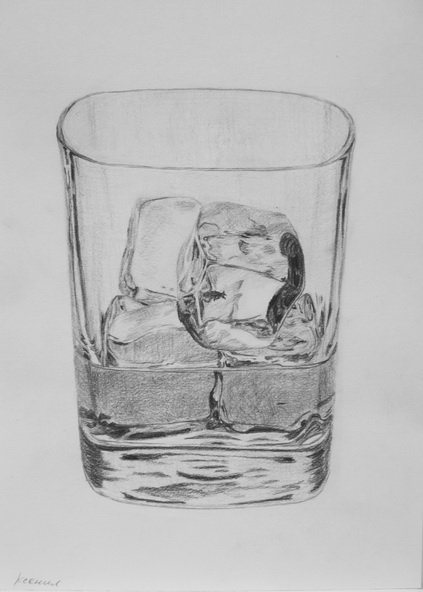 Набросок стакан карандашом