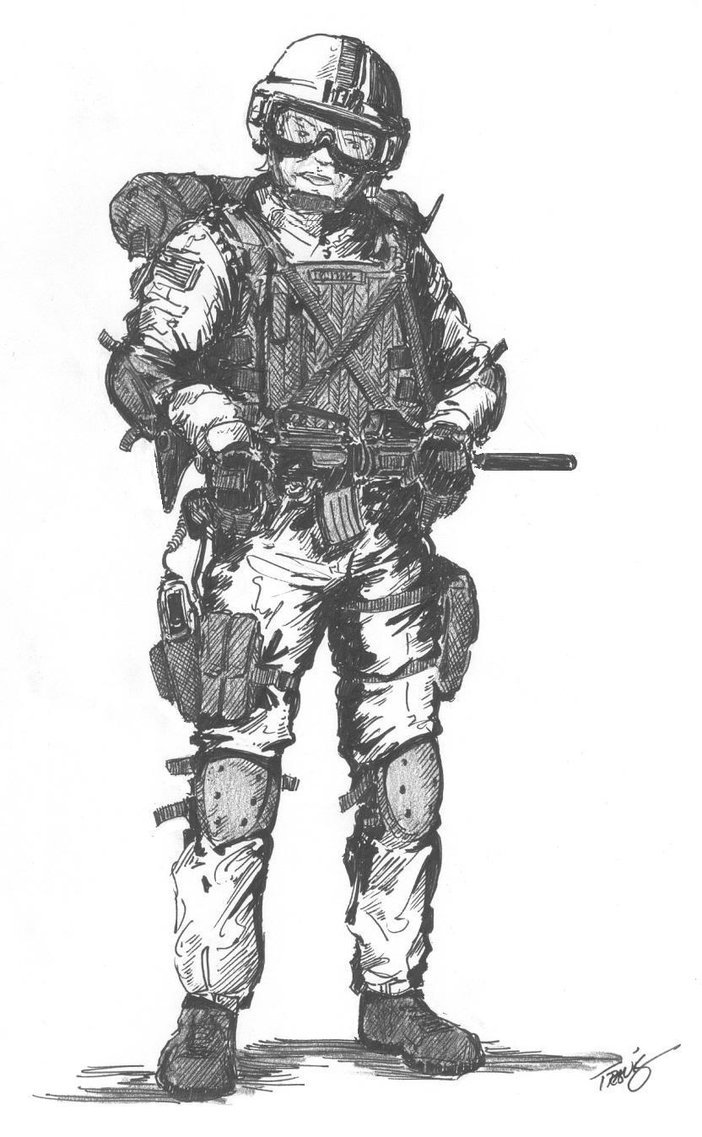 Эскиз современного солдата