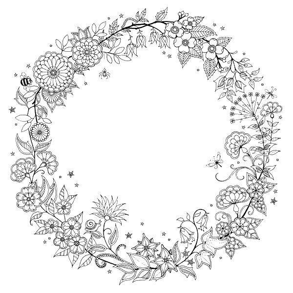 Рамка круглая цветы