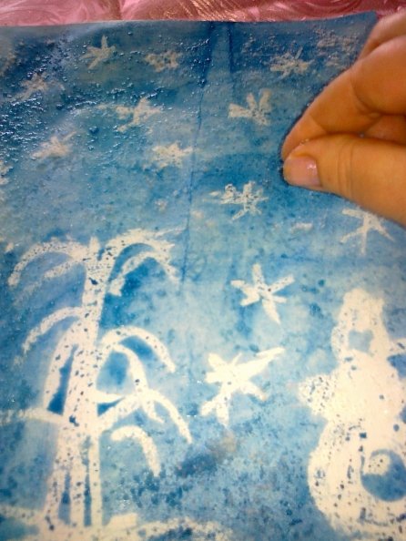 Рисование свечкой и солью зима