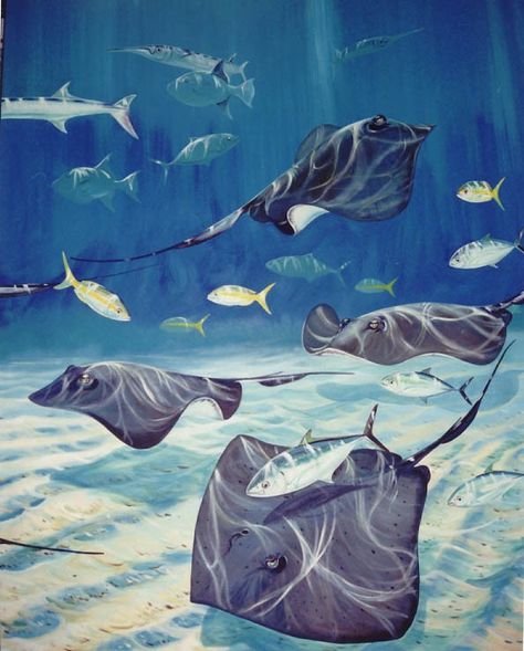 Скат акварель