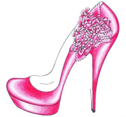 Эскизы туфель розовые