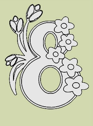 Трафарет 8 марта