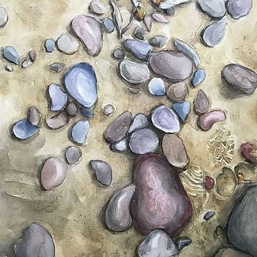 Морские камни акварель