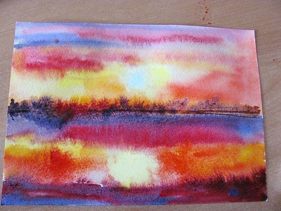 Пейзаж губкой