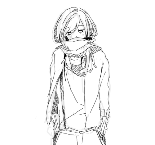 Девушка с шарфом рисунок карандашом