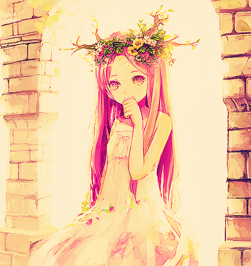 Аниме девушка с венком