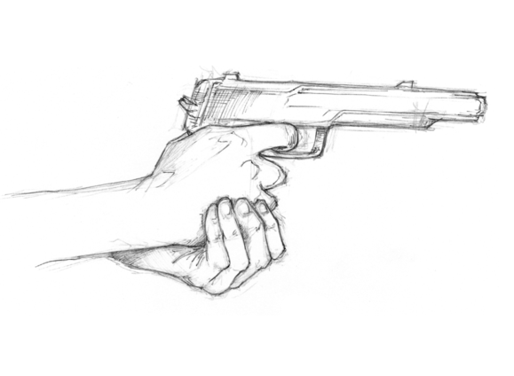 Пистолет в руке зарисовка