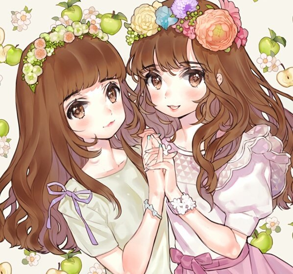 Близнецы с каштановыми волосами арт