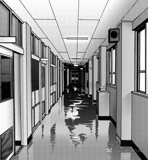 Японская школа аниме коридор