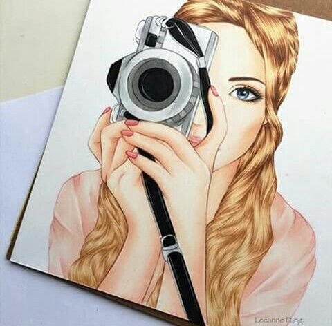 Нарисованная девушка с камерой