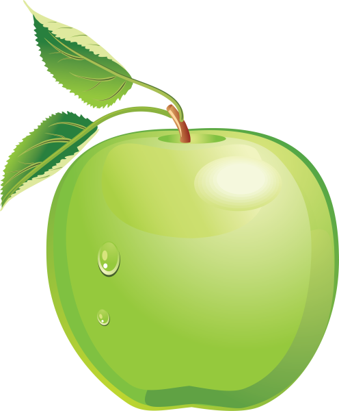 Зеленое яблоко на белом фоне