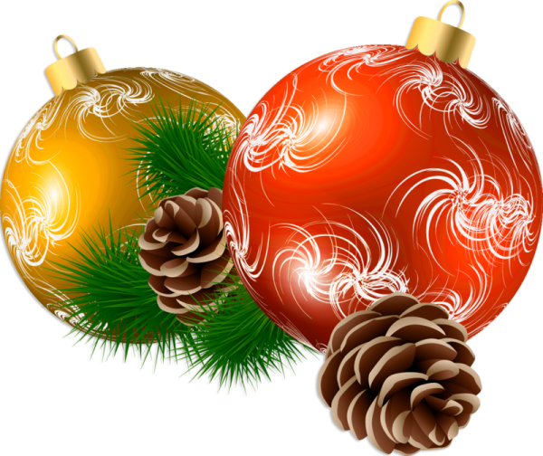 Новогодние украшения на прозрачном фоне