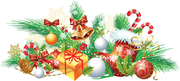Новогодние украшения на прозрачном фоне