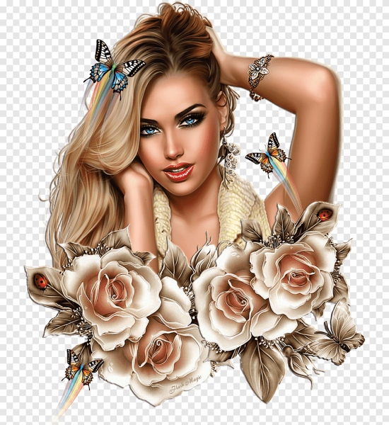 Рисованные девушки на прозрачном фоне