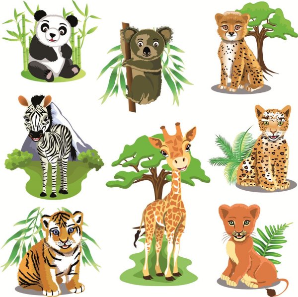Векторные изображения животных для детей