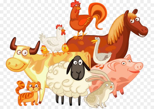Животные на ферме мультяшные