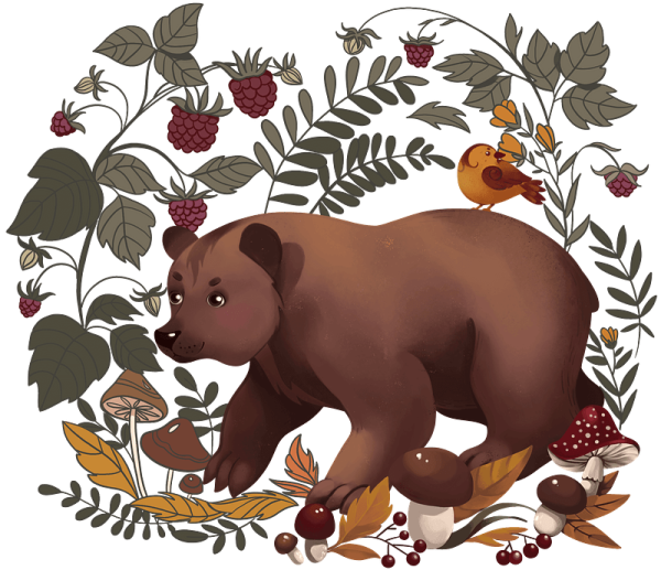 Медведь в лесу клипарт