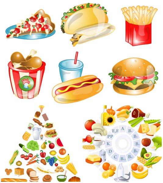 Векторные продукты питания