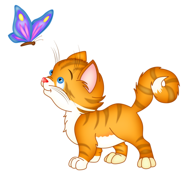 Кошка мультяшная на прозрачном фоне