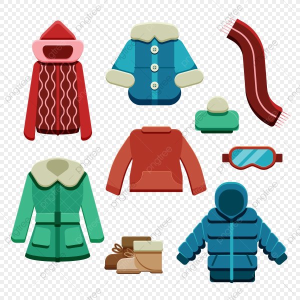 Зимняя одежда на белом фоне