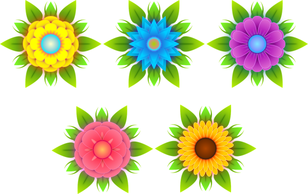 Цветочки на прозрачном фоне