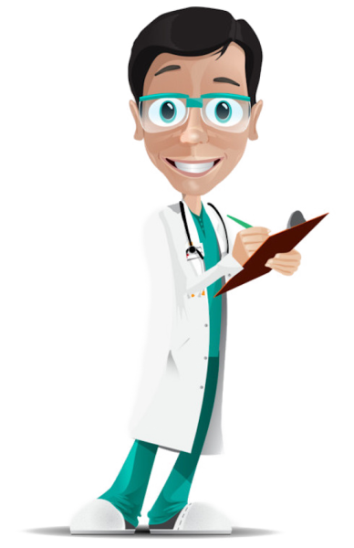 Врач мультяшный на белом фоне